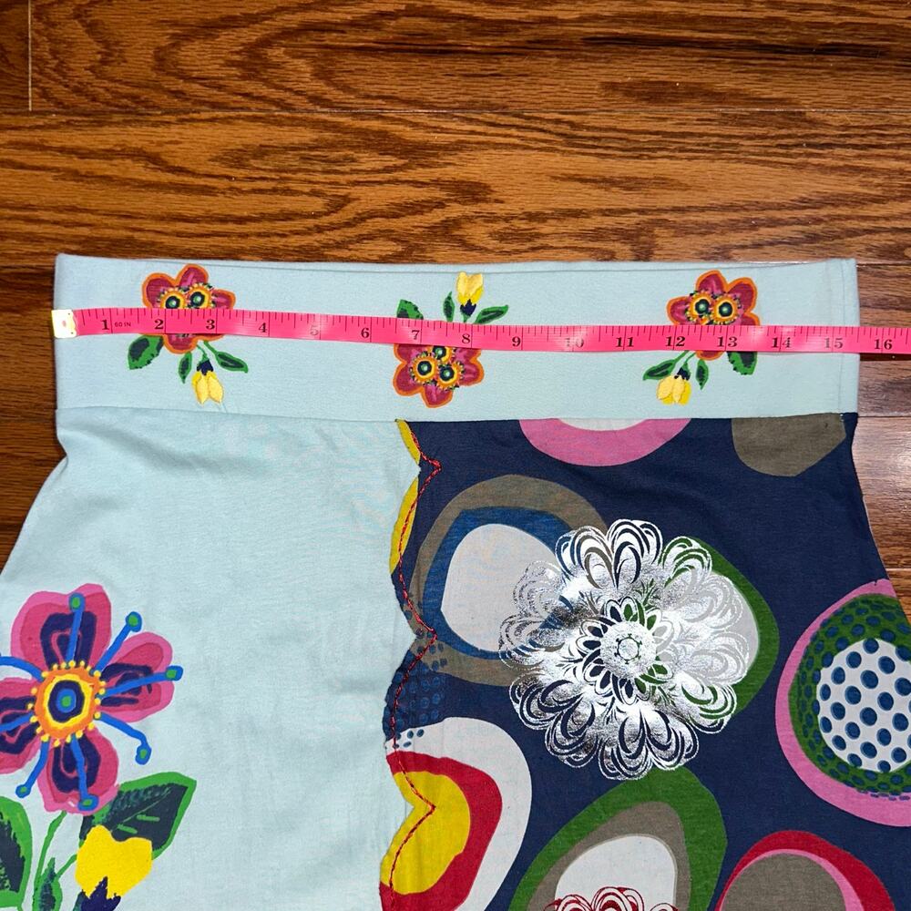 Desigual Colorful Boho Art Embroidered Floral Cotton A-Line Skirt Size Large - Picture 15 of 16